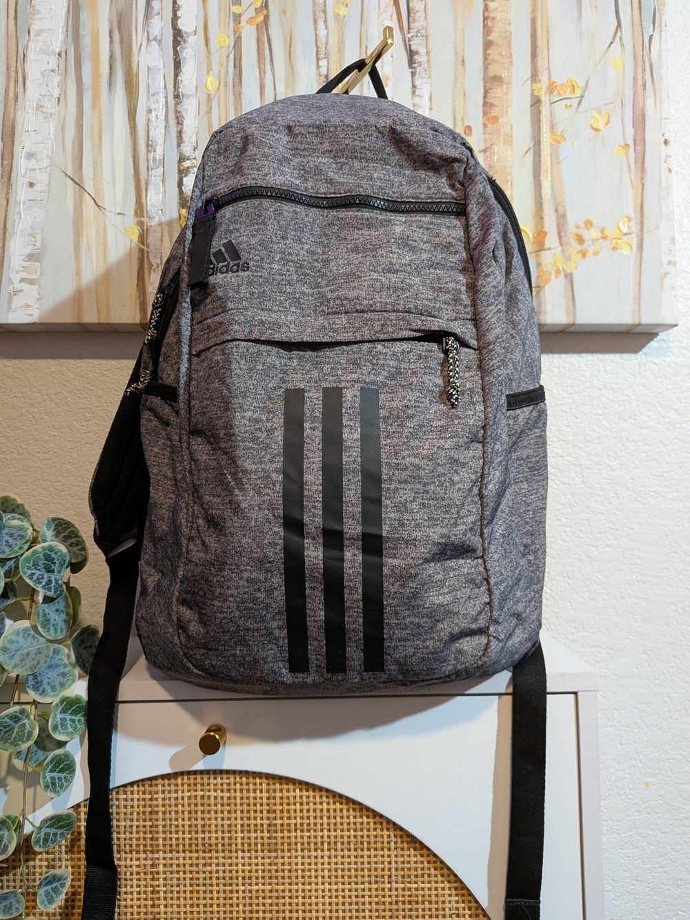 Adidas Men's Gray 3-Stripe Everyday Backpack